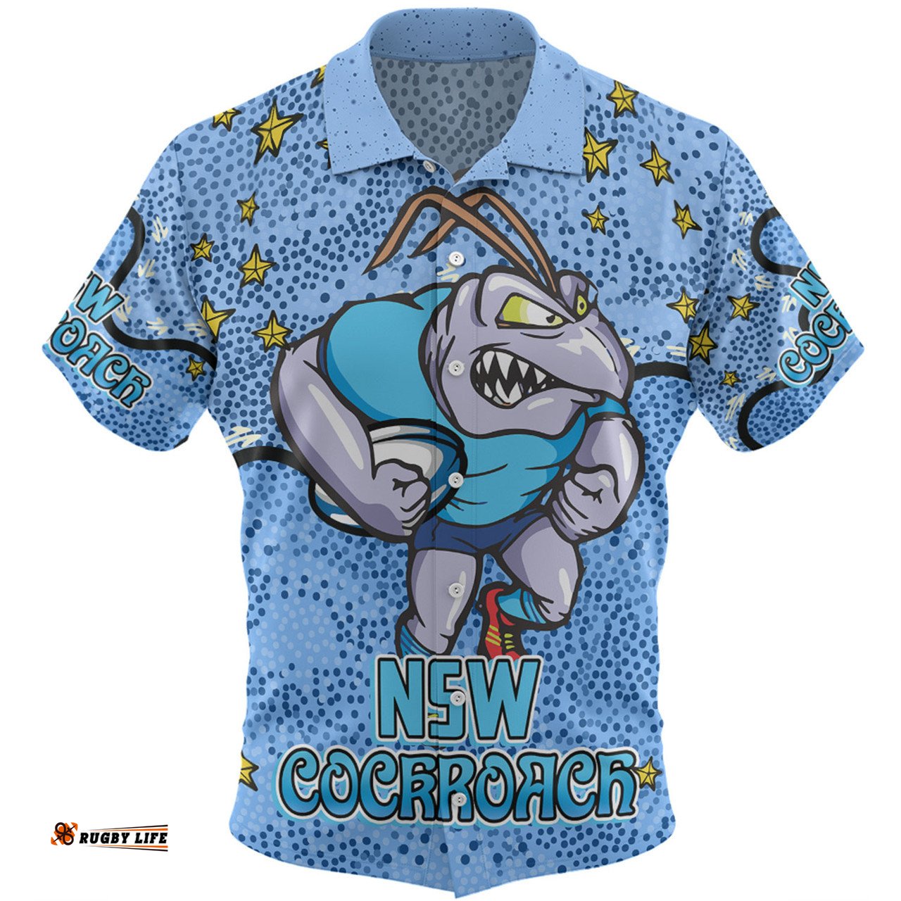 Amazing Aussie New South Wales Cockroaches Custom Team With Dot And Star Patterns For Tough Fan Hawaiian Shirt