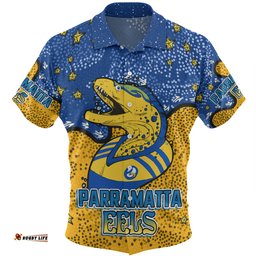 Amazing Aussie Parramatta Eels Custom Team With Dot And Star Patterns For Tough Fan Hawaiian Shirt