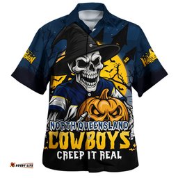 Amazing Aussie North Queensland Cowboys Dark Moon Rugby Halloween Battle Edition Hawaiian Shirt