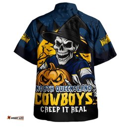 Amazing Aussie North Queensland Cowboys Dark Moon Rugby Halloween Battle Edition Hawaiian Shirt