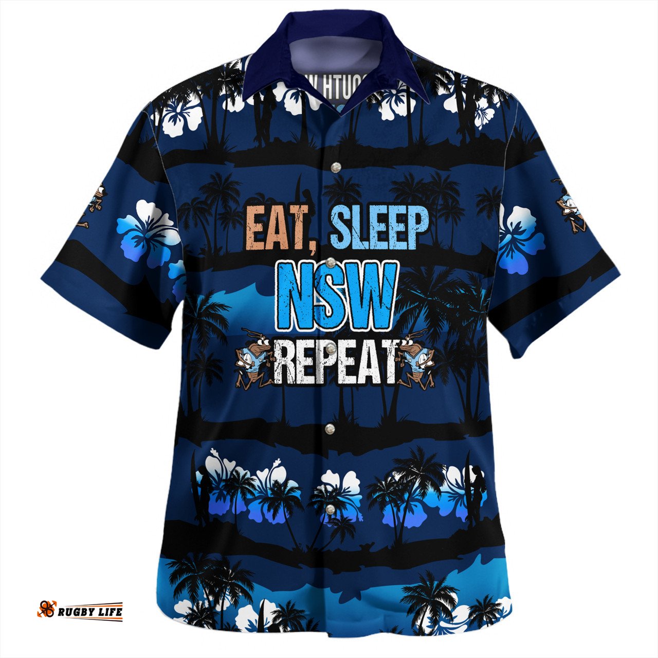 Amazing Aussie Cockroach Sport Eat Sleep Repeat With Tropical Patterns Hawaiian Shirt