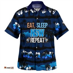 Amazing Aussie Cockroach Sport Eat Sleep Repeat With Tropical Patterns Hawaiian Shirt