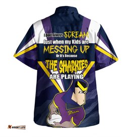Amazing Aussie Melbourne Storm Father's Day Screaming Dad and Crazy Fan Hawaiian Shirt