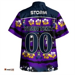 Amazing Aussie Melbourne Storm Tropical Hibiscus and Coconut Trees Hawaiian Shirt