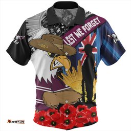 Amazing Aussie Manly Warringah Sea Eagles United In Spirit Anzac Day Tribute Hawaiian Shirt