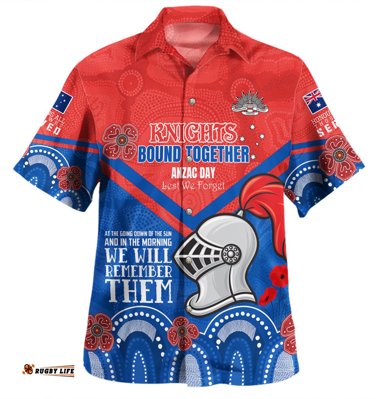 Amazing Aussie Newcastle Knights Anzac Custom Knights Bound Together Shirt Hawaiian Shirt