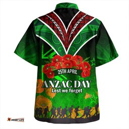Amazing Aussie New Zealand Warriors Anzac Day Custom Anzac Day NZ Flag Traditional Maori Patterns Hawaiian Shirt