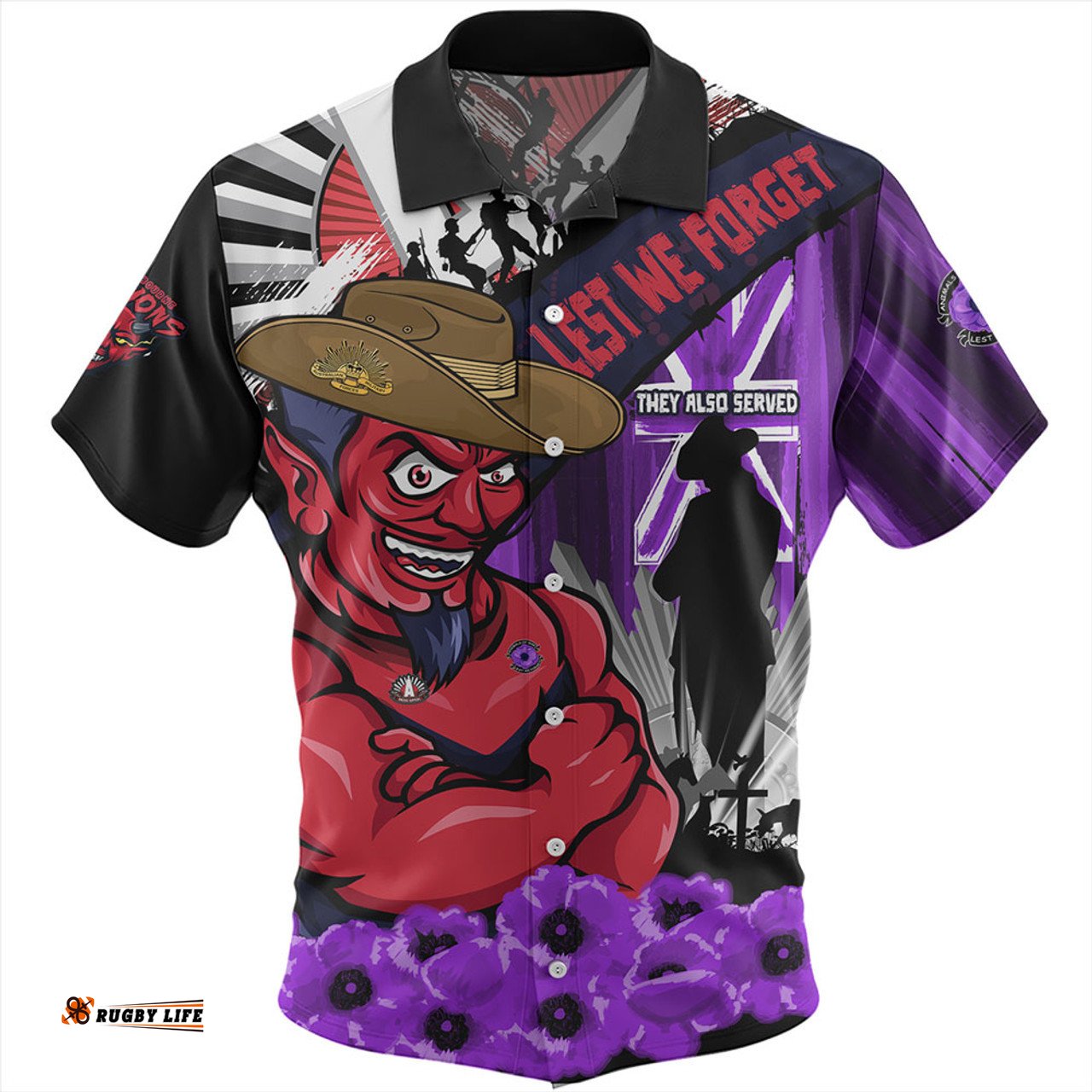 Amazing Aussie Melbourne ANZAC Day Honor Purple Valor And Spirit Hawaiian Shirt