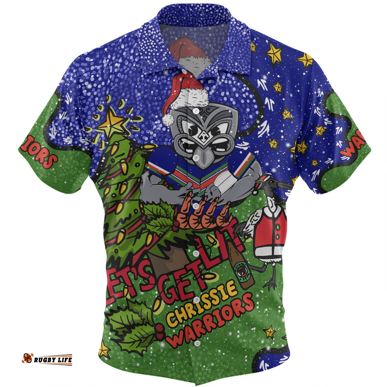 Amazing Aussie New Zealand Warriors Christmas Custom Let's Get Lit Chrisse Pressie Hawaiian Shirt