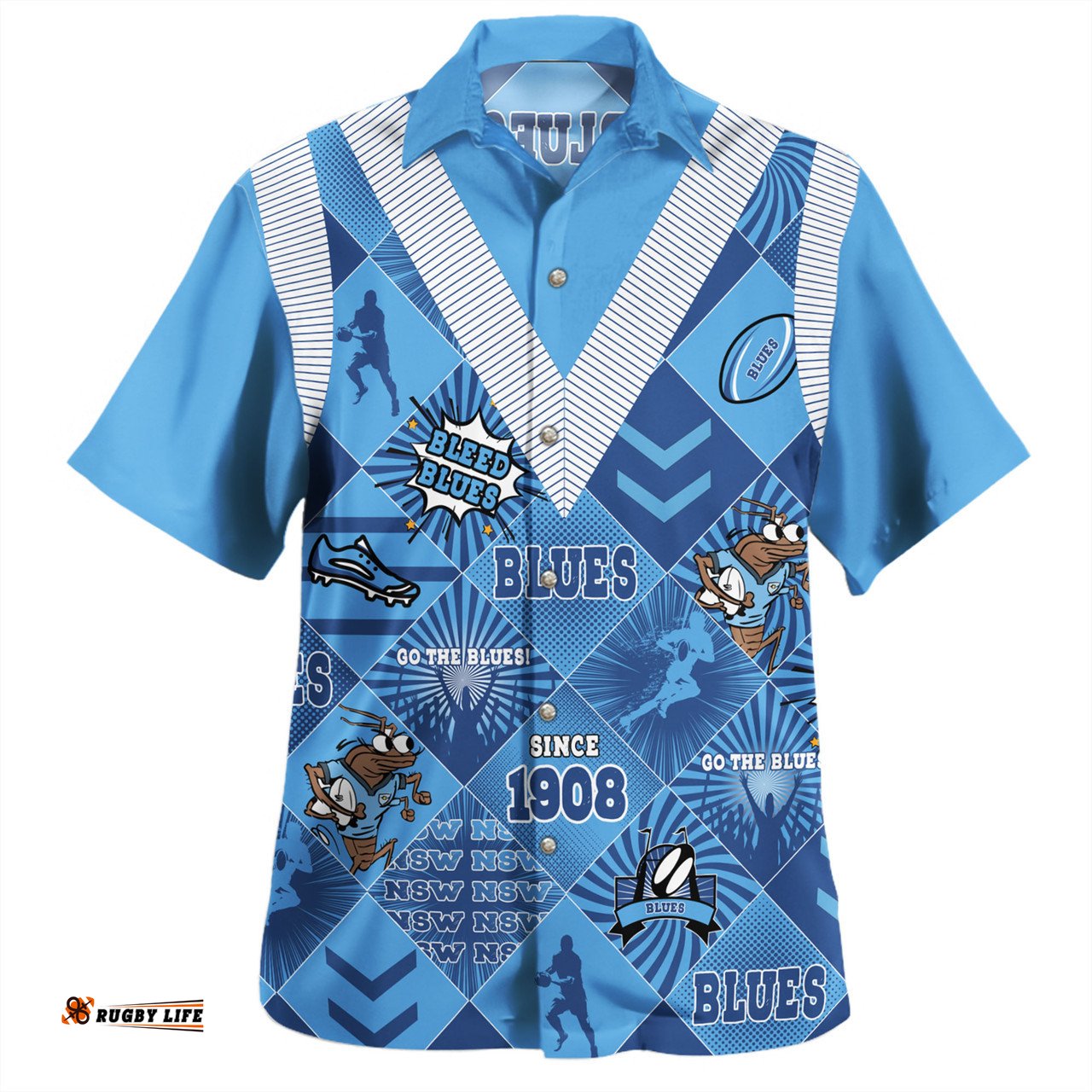 Amazing Aussie Cockroach Sport Argyle Patterns Style Tough Fan For Life Hawaiian Shirt