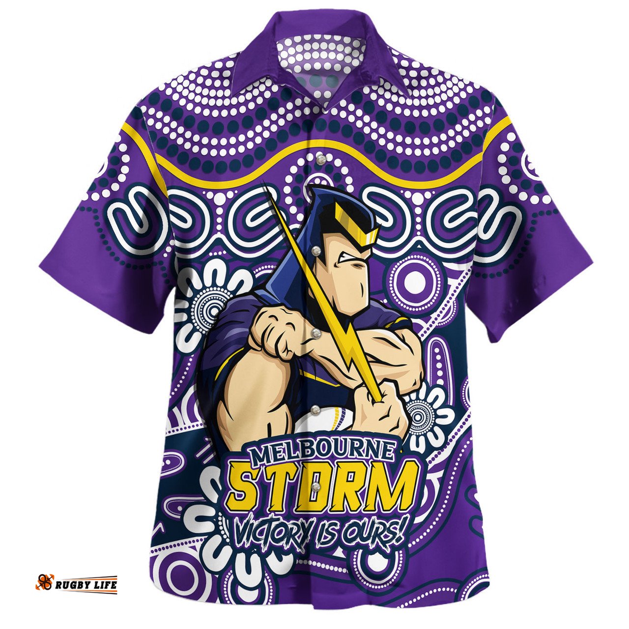 Amazing Aussie Melbourne Storm Aboriginal Inspired Tough Fan Rugby For Life Hawaiian Shirt