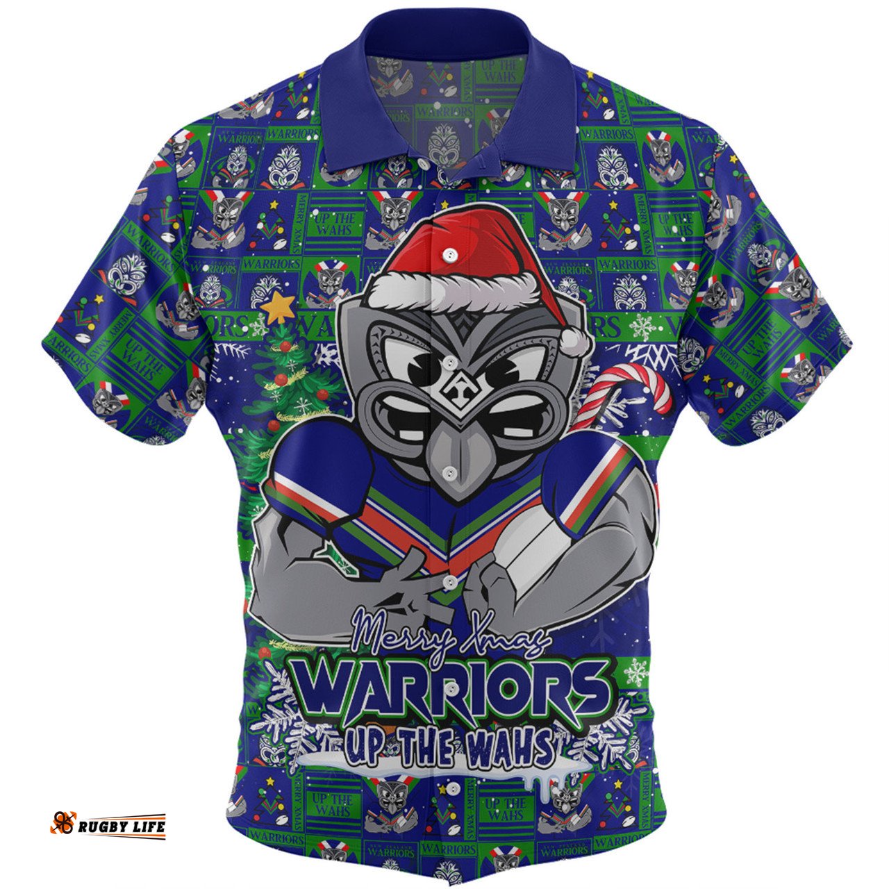Amazing Aussie New Zealand Warriors Merry Ugly Christmas Comic Style Hawaiian Shirt