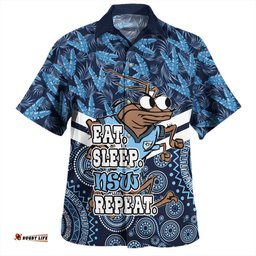 Amazing Aussie Cockroach Sport Tropical Patterns And Dot Painting Eat Sleep Repeat Hawaiian Shirt