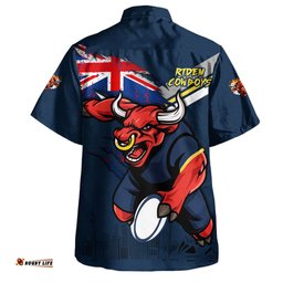 Amazing Aussie North Queensland Cowboys Custom For Die Hard Fan Australia Flag Scratch Style Hawaiian Shirt