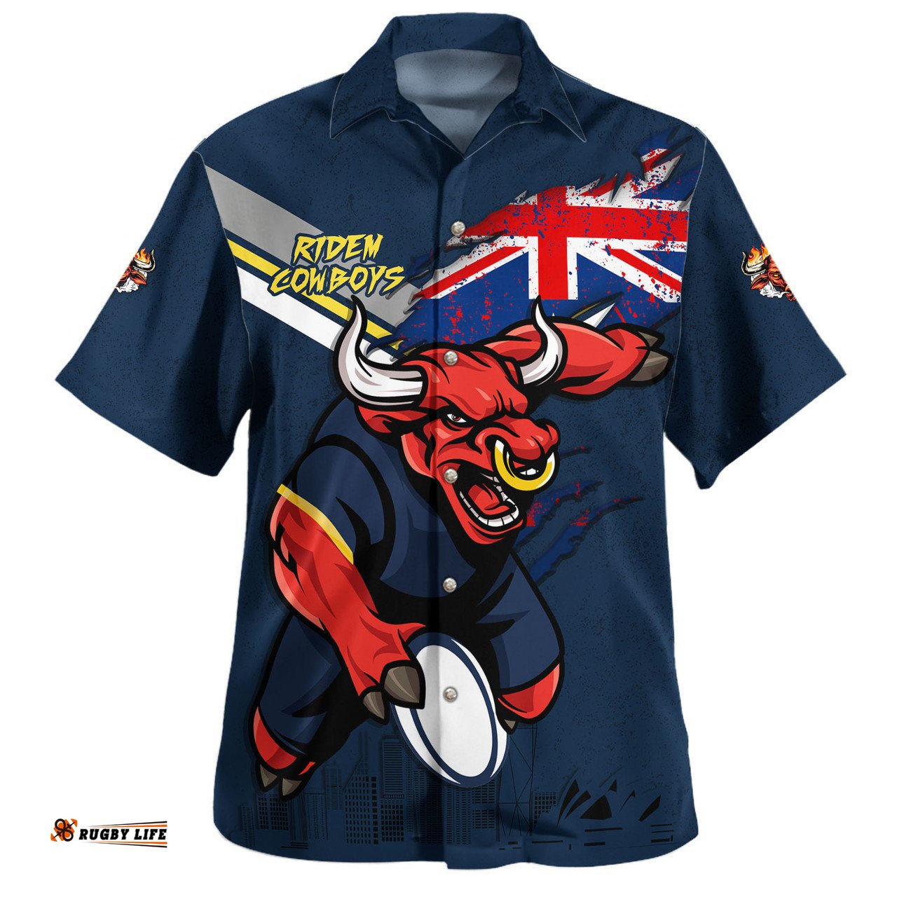 Amazing Aussie North Queensland Cowboys Custom For Die Hard Fan Australia Flag Scratch Style Hawaiian Shirt