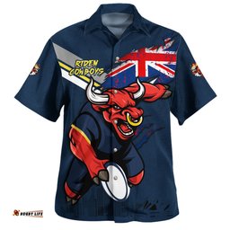 Amazing Aussie North Queensland Cowboys Custom For Die Hard Fan Australia Flag Scratch Style Hawaiian Shirt