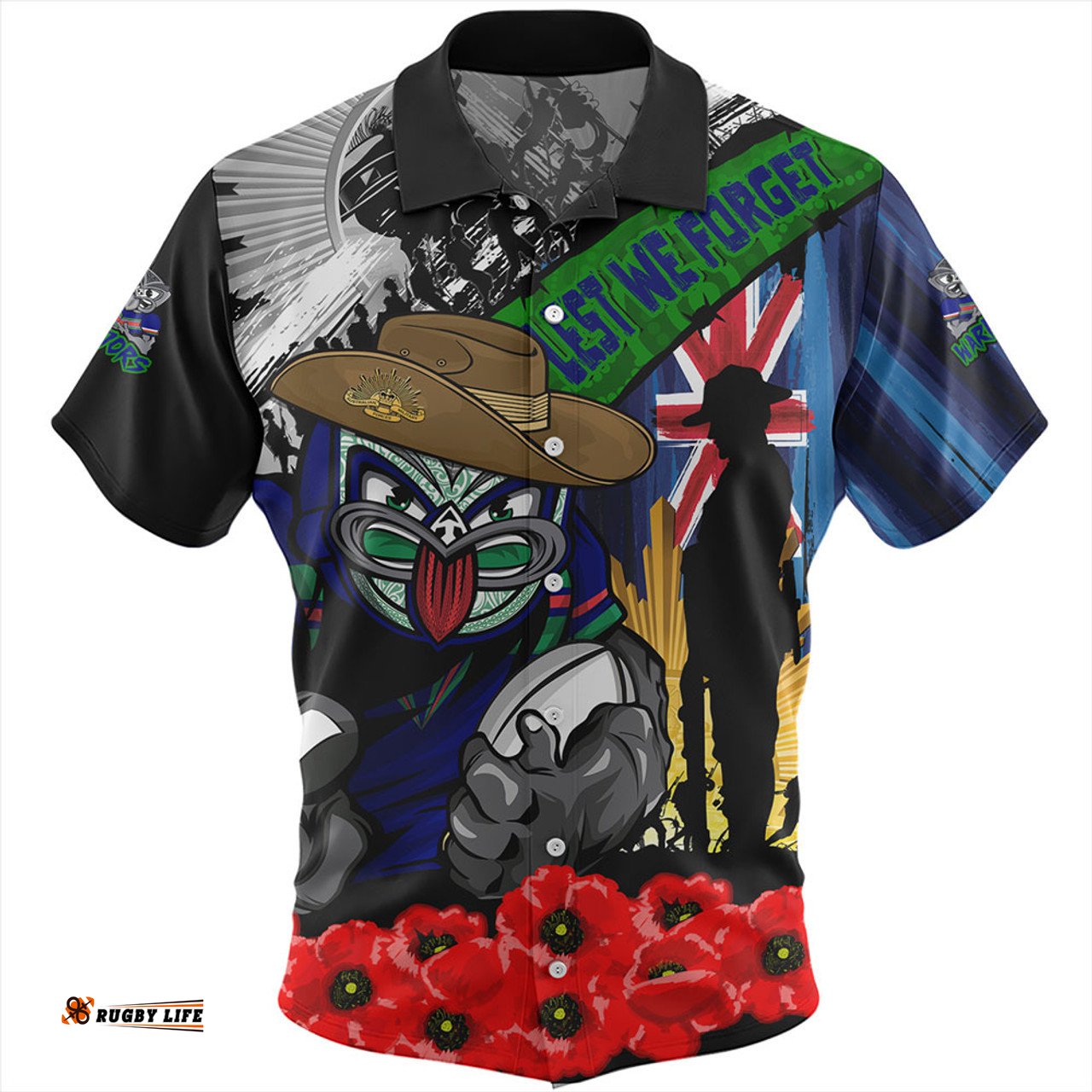 Amazing Aussie New Zealand Warriors United In Spirit Anzac Day Tribute Hawaiian Shirt