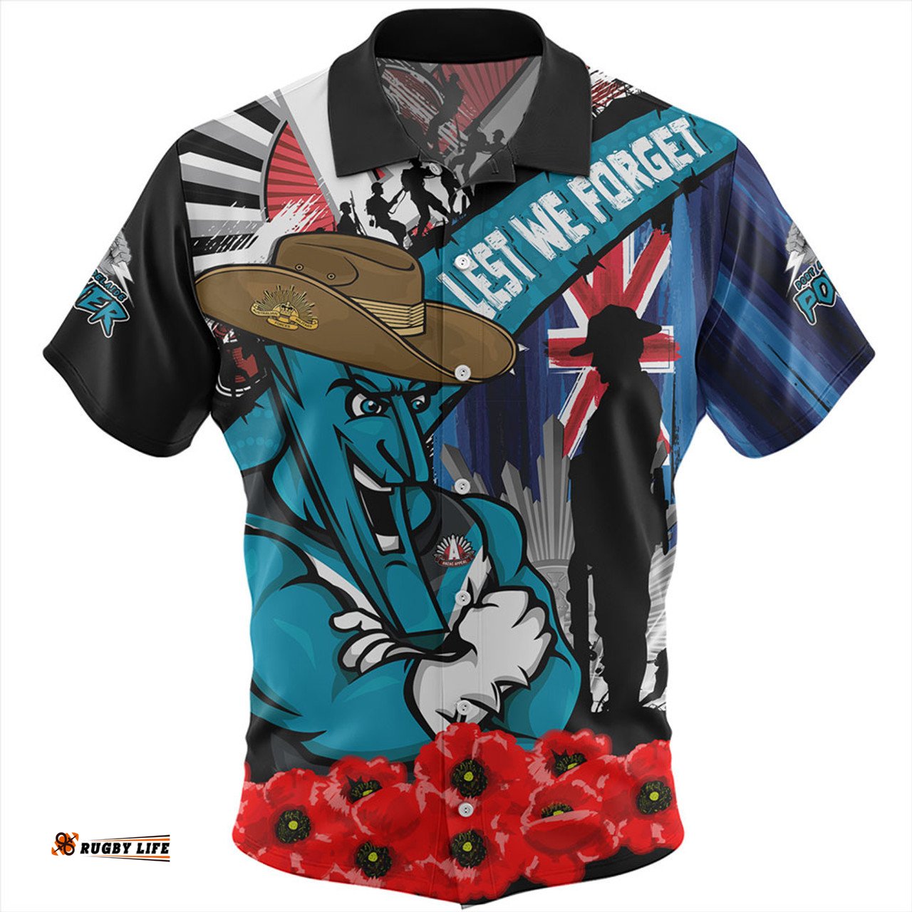 Amazing Aussie Port Adelaide Anzac Day Honor United In Spirit Hawaiian Shirt