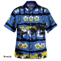Amazing Aussie Parramatta Eels Sport Tropical Hibiscus and Coconut Trees Hawaiian Shirt