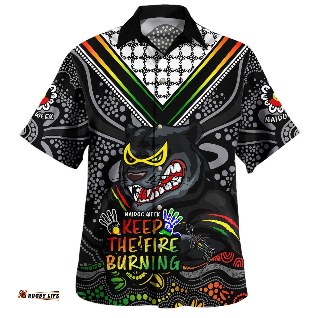 Amazing Aussie Penrith Panthers Aboriginal Inspired Naidoc Week Custom For Die Hard Fan Supporters Hawaiian Shirt