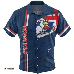 Amazing Aussie Sydney Roosters Happy Australia Day Flag Scratch Style Hawaiian Shirt