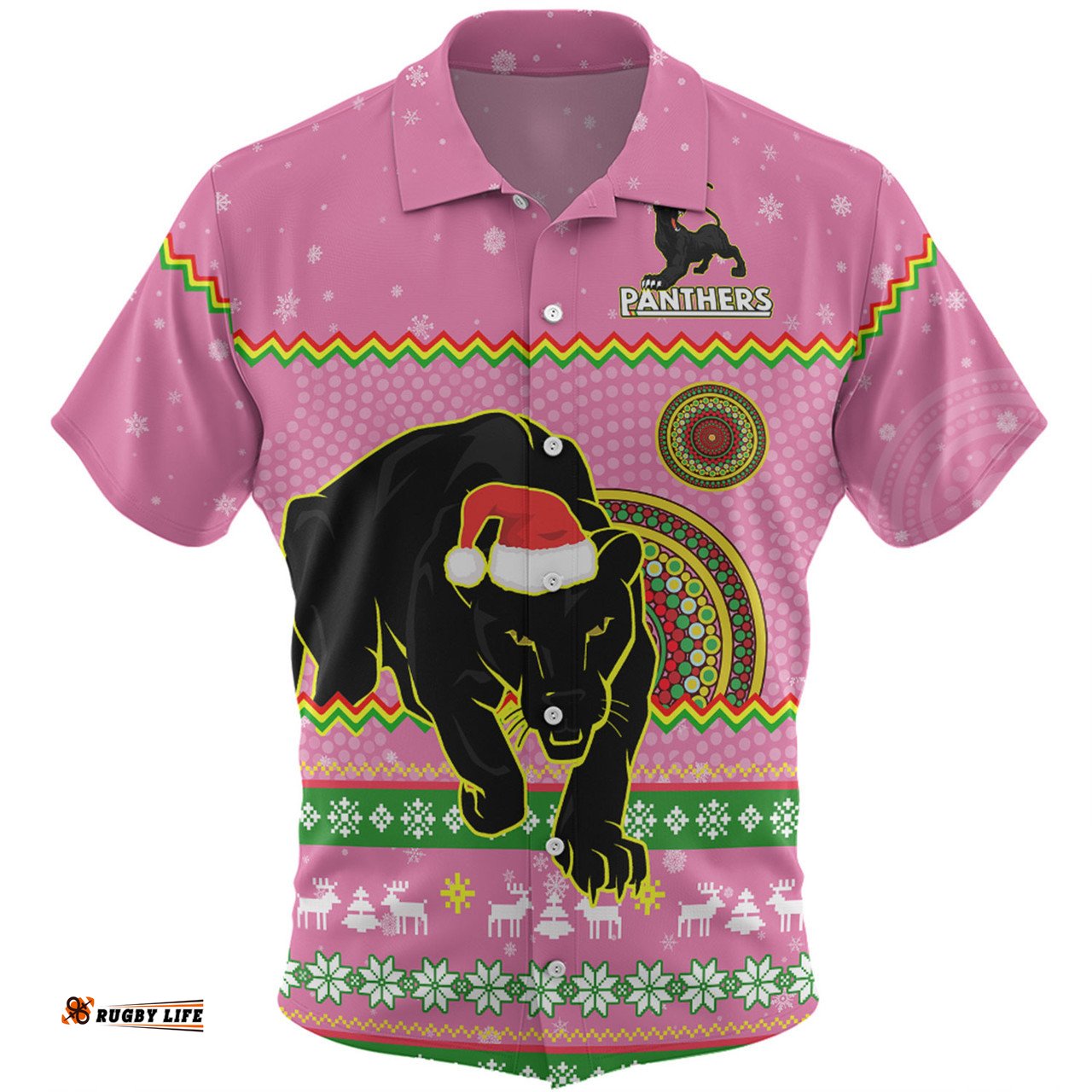 Amazing Aussie Penrith Panthers Christmas Custom Ugly Xmas And Aboriginal Patterns For Die Hard Fan Hawaiian Shirt