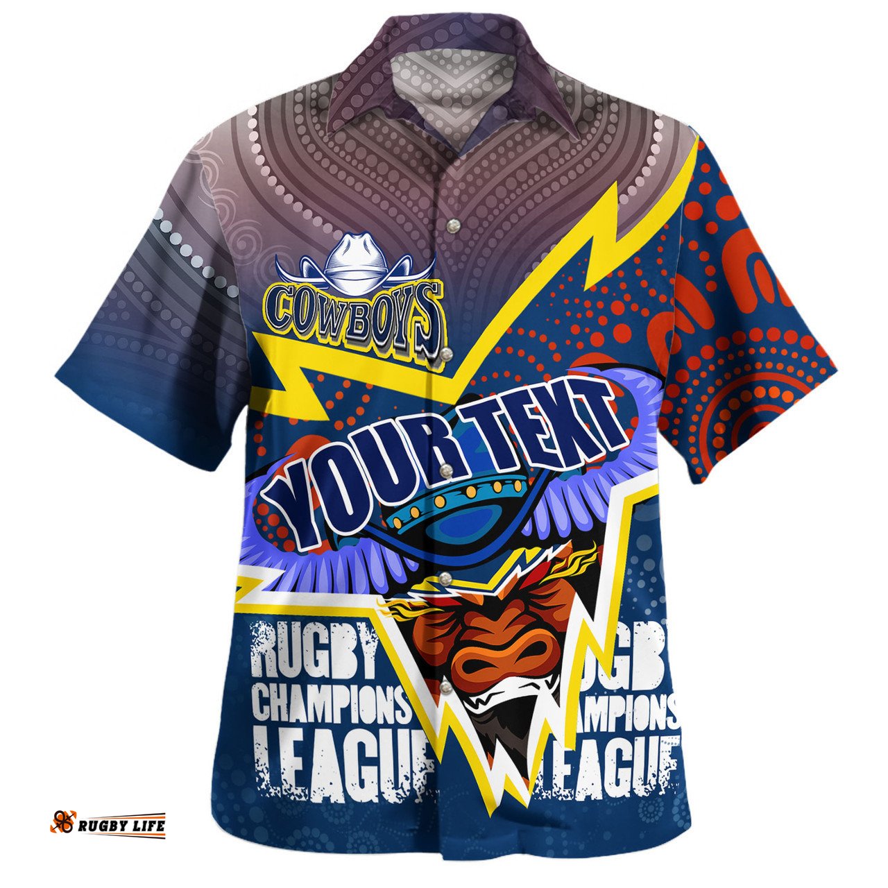 Amazing Aussie North Queensland Cowboys Custom Super North Queensland Cowboys Cows Indigenous Aboriginal Inspired Hawaiian Shirt