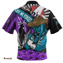 Amazing Aussie Port Adelaide ANZAC Day Honor Purple Valor And Spirit Hawaiian Shirt