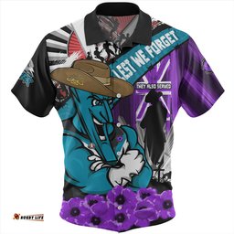 Amazing Aussie Port Adelaide ANZAC Day Honor Purple Valor And Spirit Hawaiian Shirt