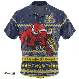 Amazing Aussie North Queensland Cowboys Christmas Custom Ugly Xmas And Aboriginal Patterns For Die Hard Fan Hawaiian Shirt