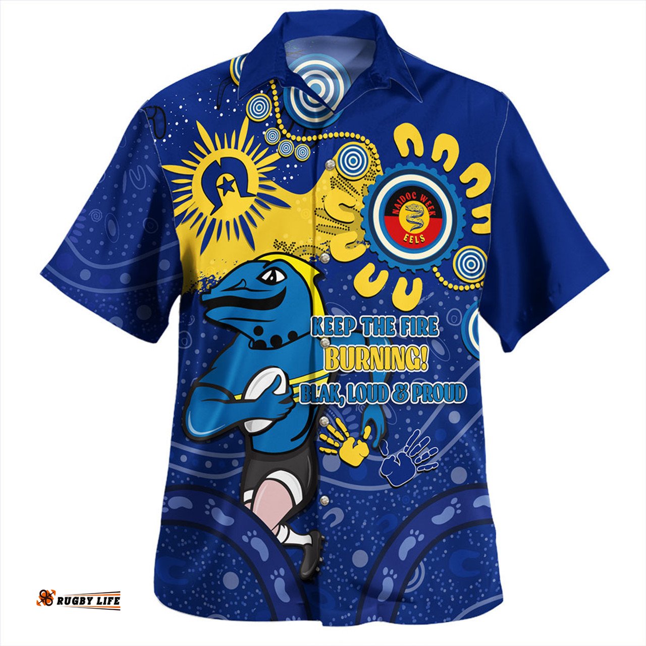 Amazing Aussie Parramatta Eels Aboriginal Indigenous Naidoc Week Dreamtime Dot Painting With Flag Hawaiian Shirt