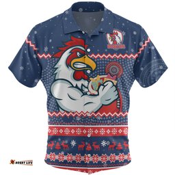 Amazing Aussie Sydney Roosters Christmas Custom Ugly Xmas And Aboriginal Patterns For Die Hard Fan Hawaiian Shirt