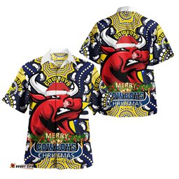 Amazing Aussie North Queensland Cowboys Merry Christmas North Queensland Cowboys With Dot Art Painting Footprints Hawaiian Shirt