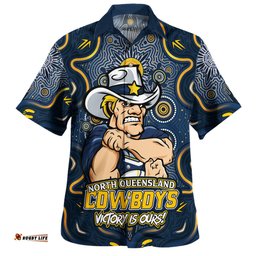 Amazing Aussie North Queensland Cowboys Aboriginal Pattern Inspired Victory Is Ours Hawaiian Shirt