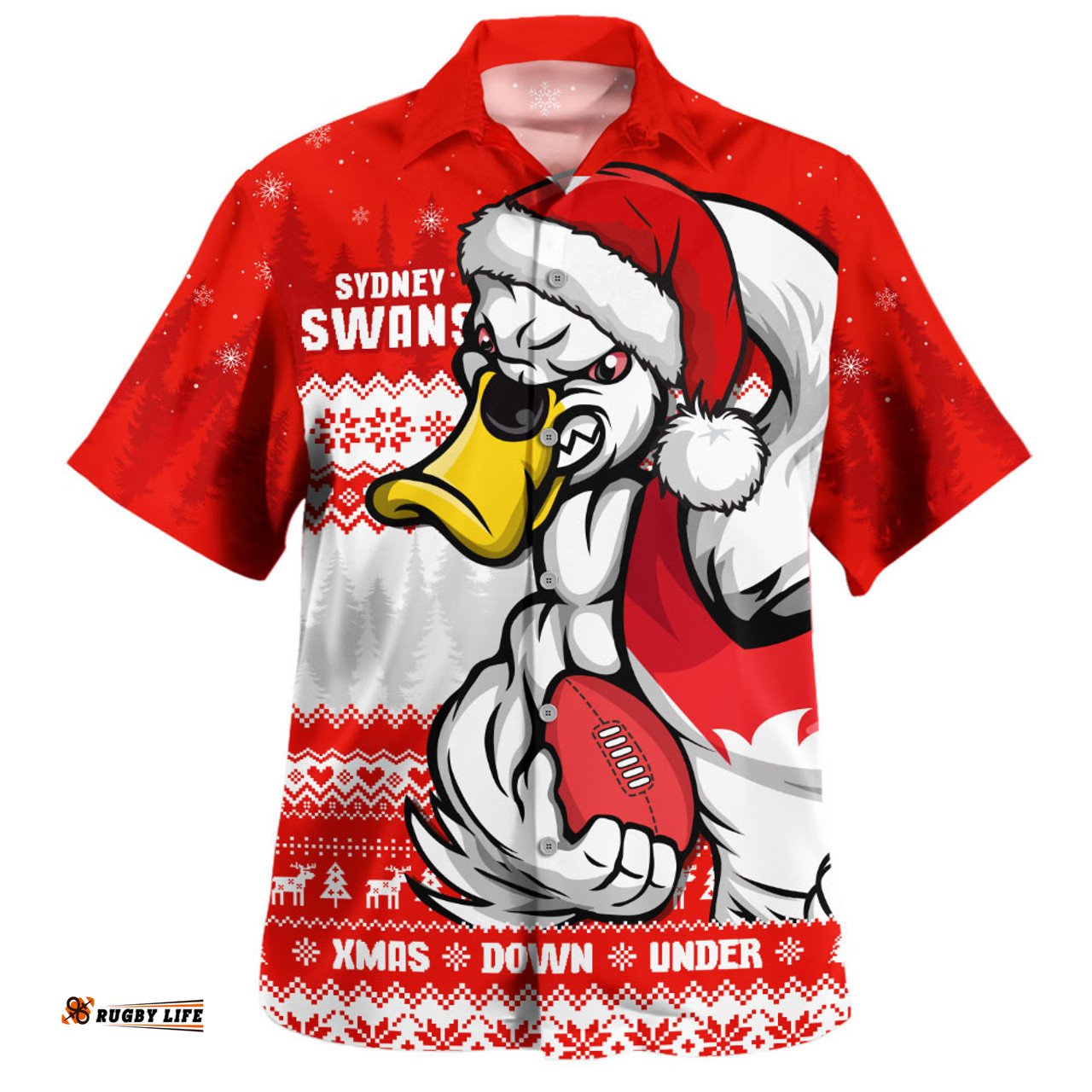 Amazing Aussie Sydney Swans Merry Christmas Down Under Footy Power Style Hawaiian Shirt