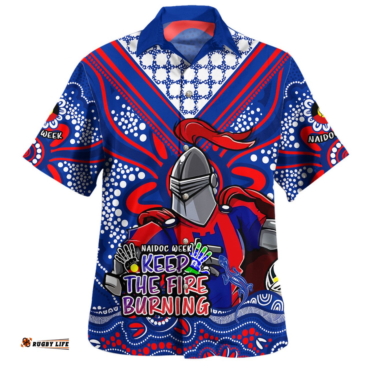 Amazing Aussie Newcastle Knights Aboriginal Inspired Naidoc Week Custom For Die Hard Fan Supporters Hawaiian Shirt