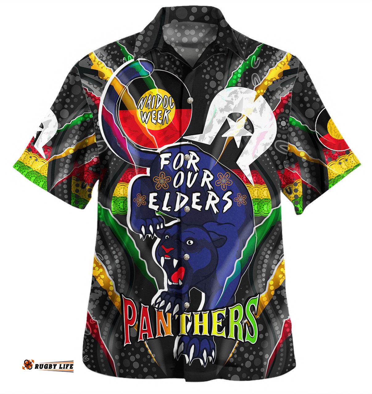 Amazing Aussie Penrith Panthers Naidoc Week Custom Penrith Panthers Naidoc Week For Our Elders Australian Indigenous Dot Art Hawaiian Shirt