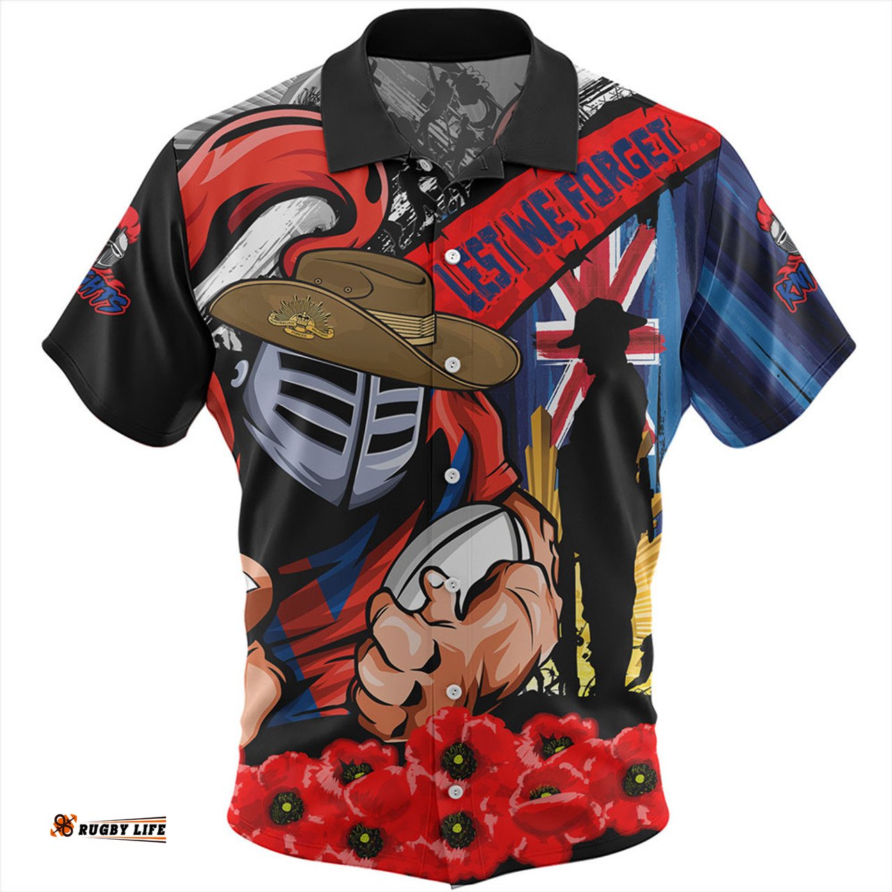 Amazing Aussie Newcastle Knights United In Spirit Anzac Day Tribute Hawaiian Shirt