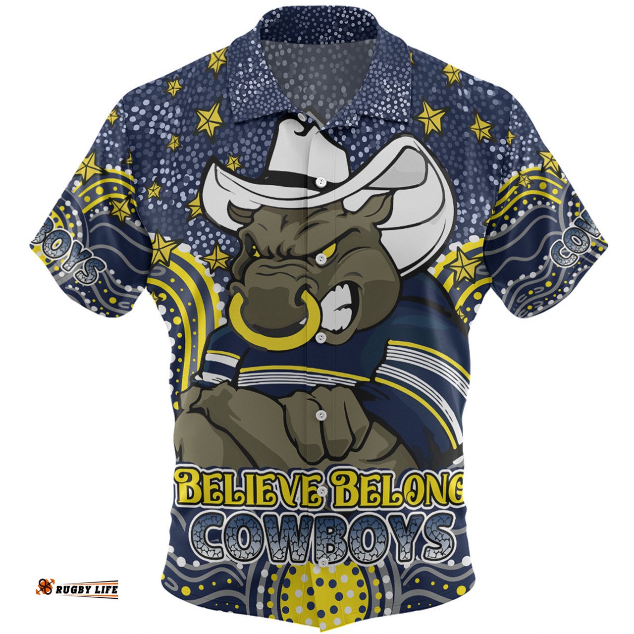 Amazing Aussie North Queensland Cowboys Custom Custom With Aboriginal Inspired Style Of Dot Painting Patterns  Hawaiian Shirt