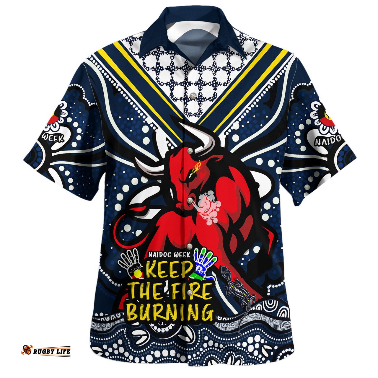 Amazing Aussie North Queensland Cowboys Aboriginal Inspired Naidoc Week Custom For Die Hard Fan Supporters Hawaiian Shirt