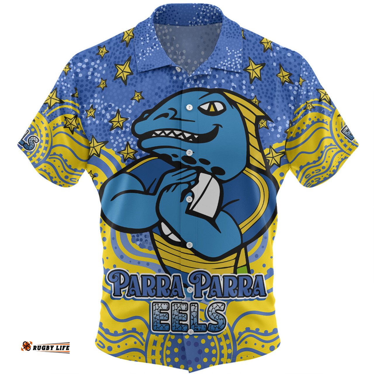 Amazing Aussie Parramatta Eels Custom Custom With Aboriginal Inspired Style Of Dot Painting Patterns  Hawaiian Shirt