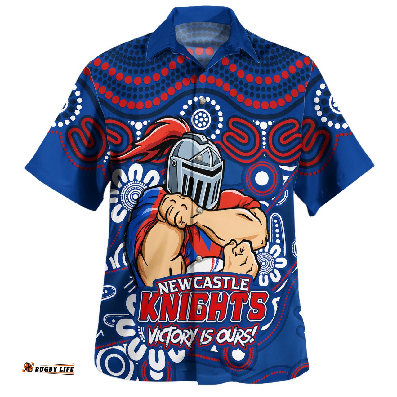 Amazing Aussie Newcastle Knights Aboriginal Inspired Tough Fan Rugby For Life Hawaiian Shirt