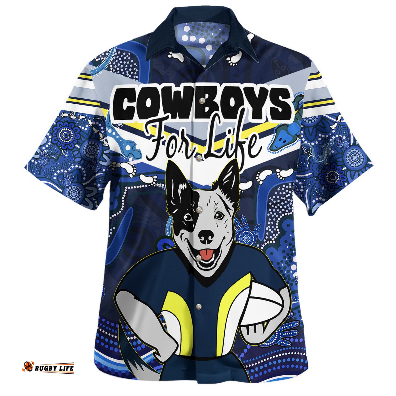 Amazing Aussie North Queensland Cowboys Custom North Queensland Cowboys For Life With Aboriginal Style Hawaiian Shirt