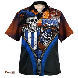 Amazing Aussie North Melbourne Halloween Night Reaper Zipper Hawaiian Shirt