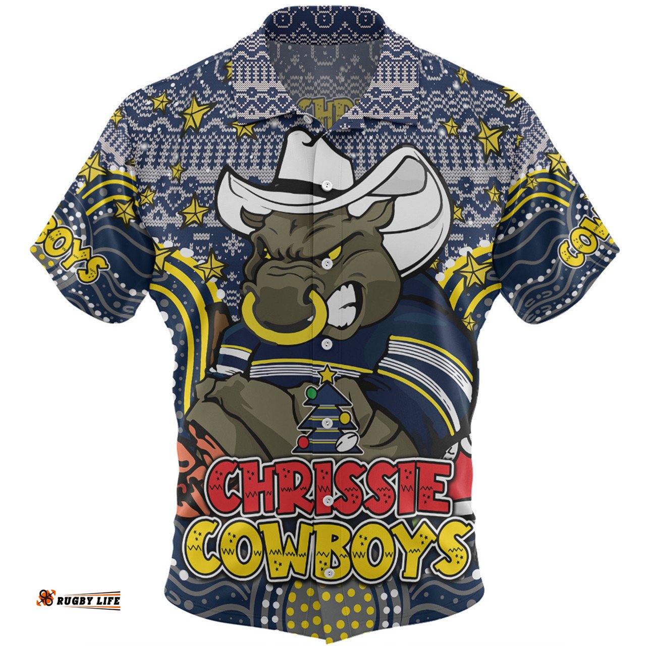 Amazing Aussie North Queensland Cowboys Christmas Custom Christmas Knit Patterns Vintage Jersey Ugly Hawaiian Shirt