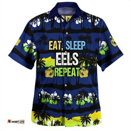 Amazing Aussie Parramatta Eels Sport Eat Sleep Repeat With Tropical Patterns Hawaiian Shirt