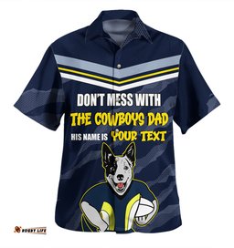 Amazing Aussie North Queensland Cowboys Father's Day Screaming Dad and Crazy Fan Hawaiian Shirt