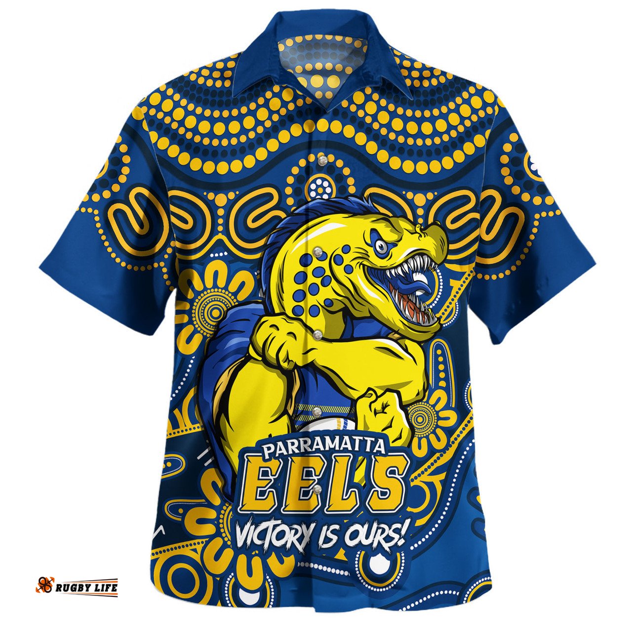 Amazing Aussie Parramatta Eels Aboriginal Inspired Tough Fan Rugby For Life Hawaiian Shirt