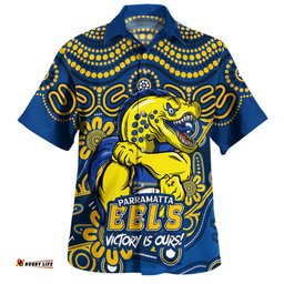 Amazing Aussie Parramatta Eels Aboriginal Inspired Tough Fan Rugby For Life Hawaiian Shirt