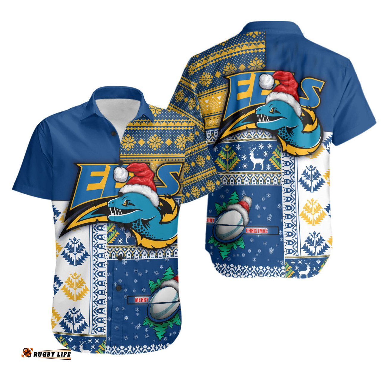 Amazing Aussie Parramatta Eels Christmas Snowflakes Parramatta Eels Mascot Hawaiian Shirt